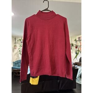 Refined Pendleton Red 100% Merino Wool Funnel Neck Women’s Size Large, Very Soft
